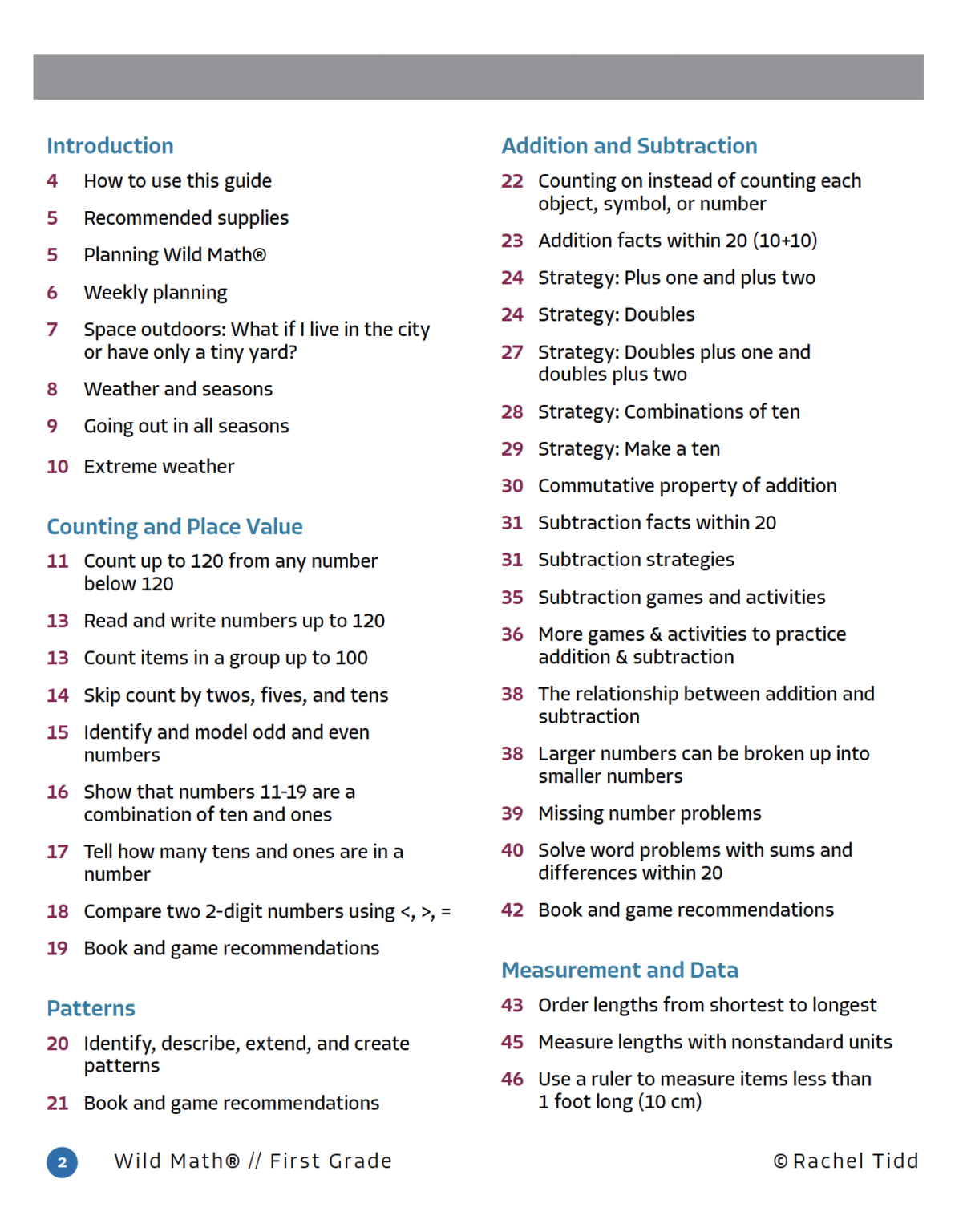 Wild Math Curriculum First Grade Wild Learning