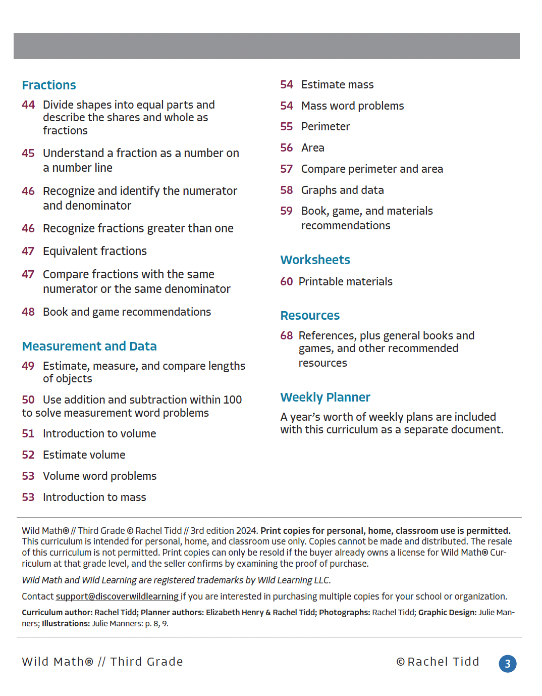 Wild Math Curriculum: Third Grade | Wild Learning