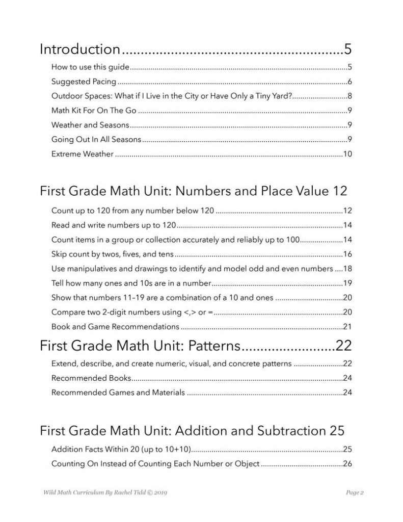 Wild Math Curriculum First Grade Wild Learning